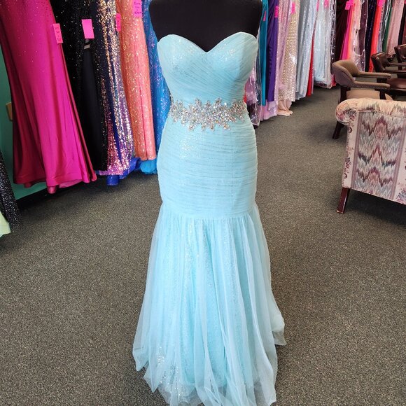 Precious Formals P21040 Size 6 Aqua Prom Dress/Formal Gown - Picture 1 of 8